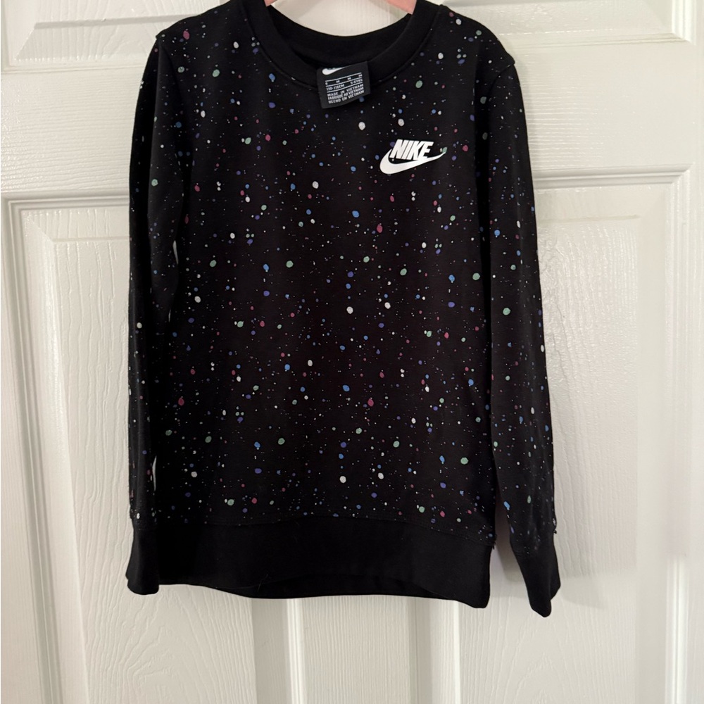 Nike Kids' Black Speckled Long Sleeve Sweatshirt Pullover Top - Picture 3 of 5